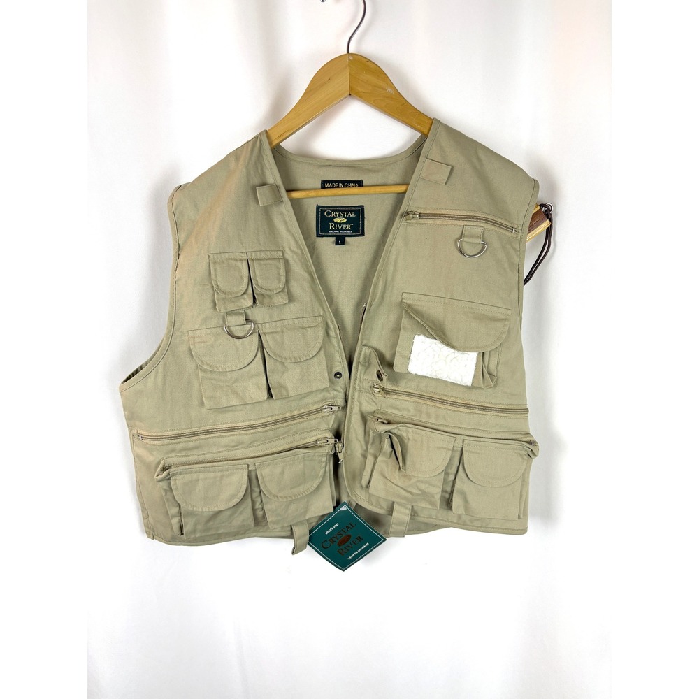 Vintage 90s Crystal River Fishing Vest with Trout Net L NWT